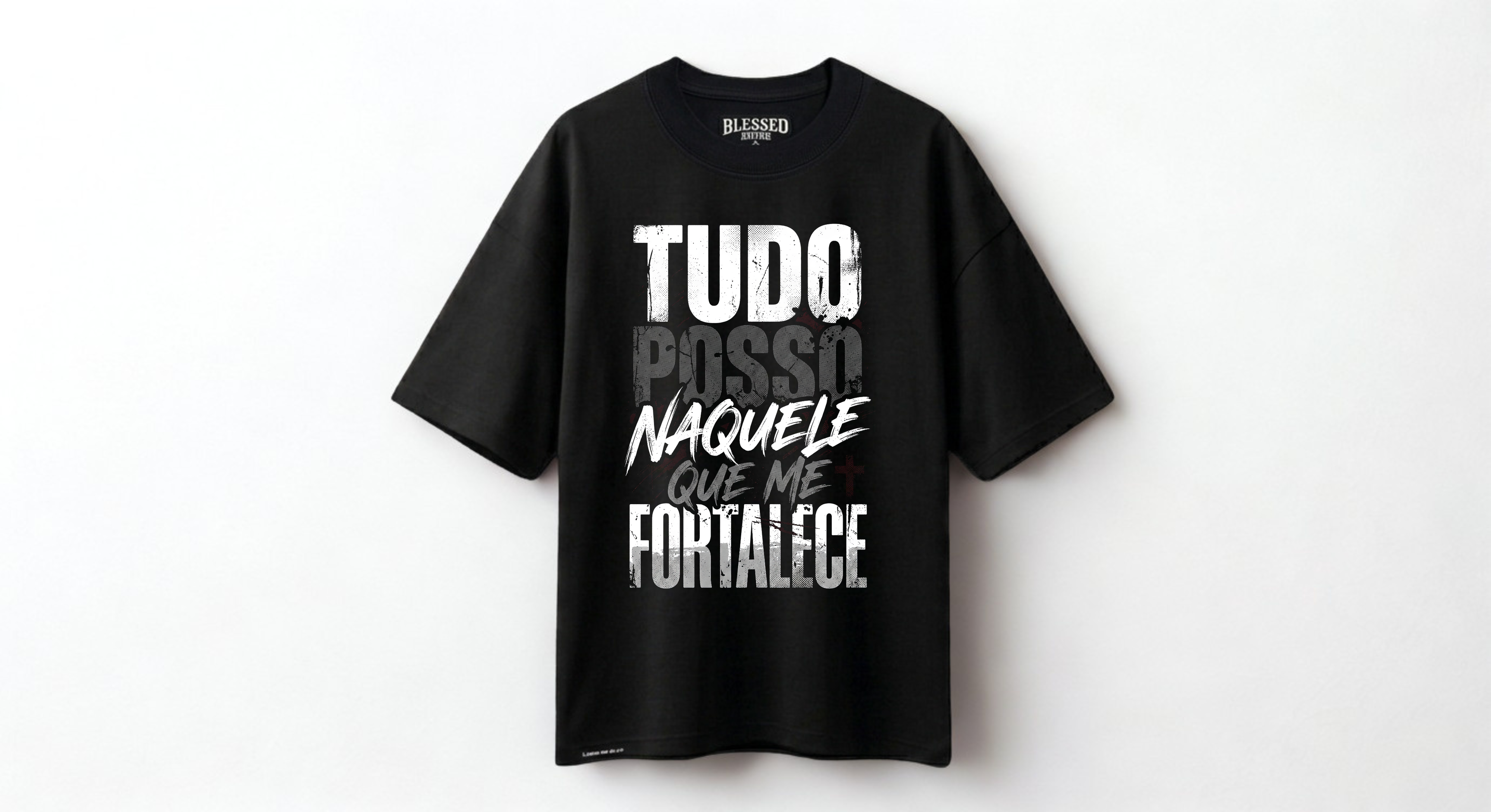 Camiseta Oversized Preta Tudo posso naquele que me fortaleça