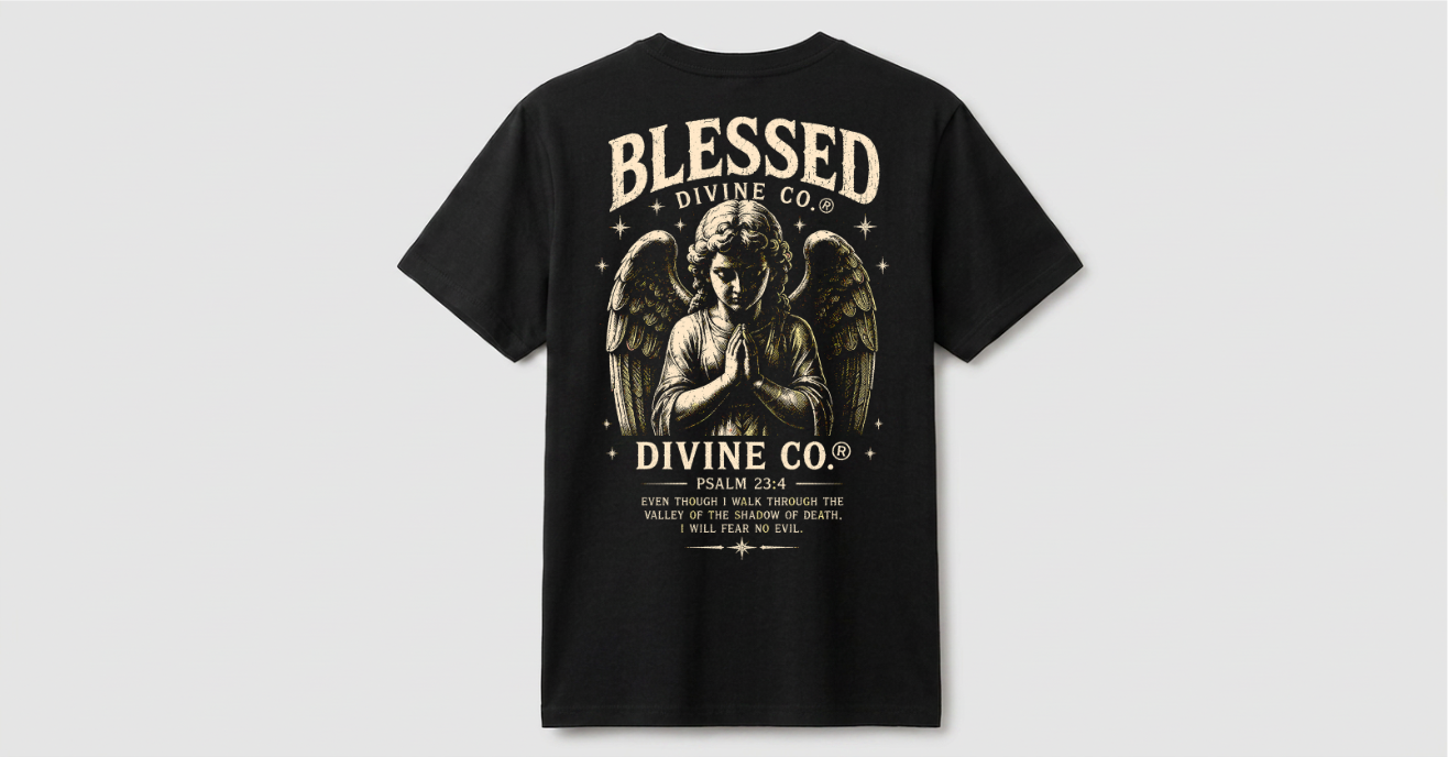 Camiseta Blessed Divine® | Psalm 23:4 Black