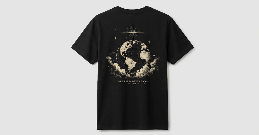 Camiseta padrão premium fio 30.1 - Blessed Divine® | World of Purpose Black